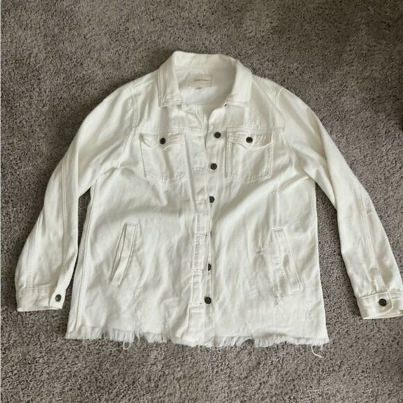 Thread & Supply White Distressed Denim Jacket - Picture 1 of 5